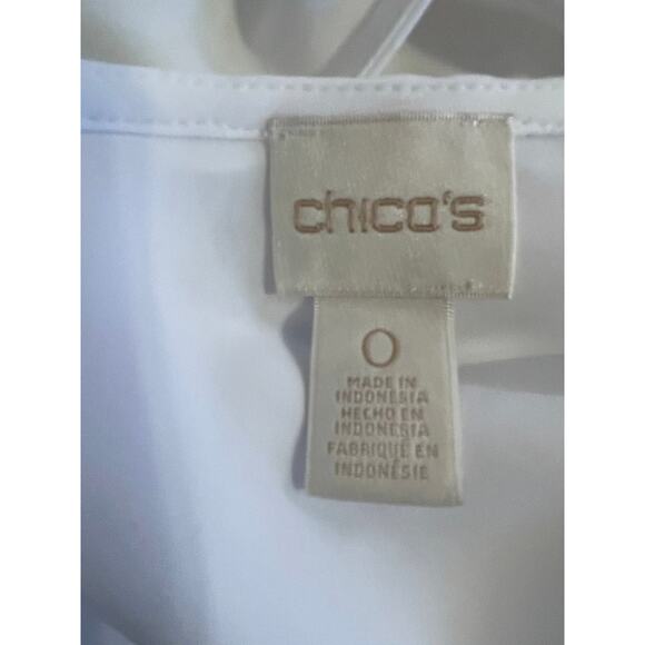 Chico's White V Neck Elbow Length Flutter Sleeve Tunic Top Size Small NWOT - Picture 6 of 9